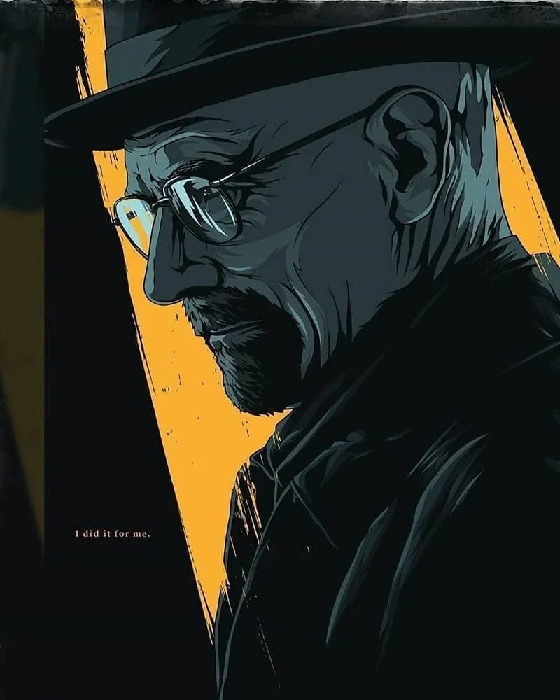 Profile picture: an illustration of a man in a hat and glasses, in profile against a gold light